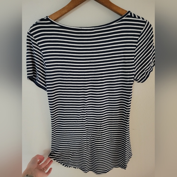 Blue white stripe fitted T - Picture 3 of 5